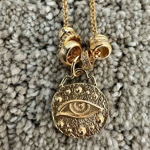 New- Serefina Anthropologie Gold Eye Pendant Necklace